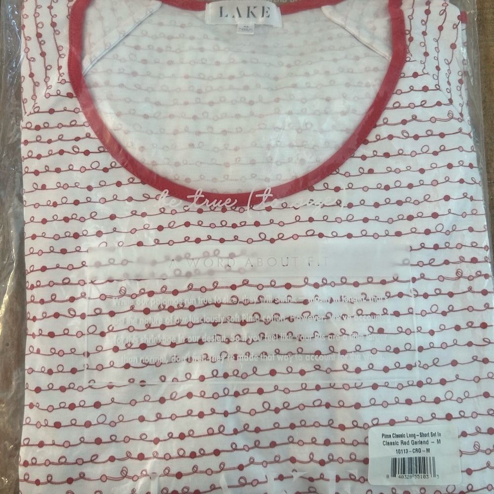 LAKE Pajamas- Pima Classic Long-Short Set in Classic Red Garland